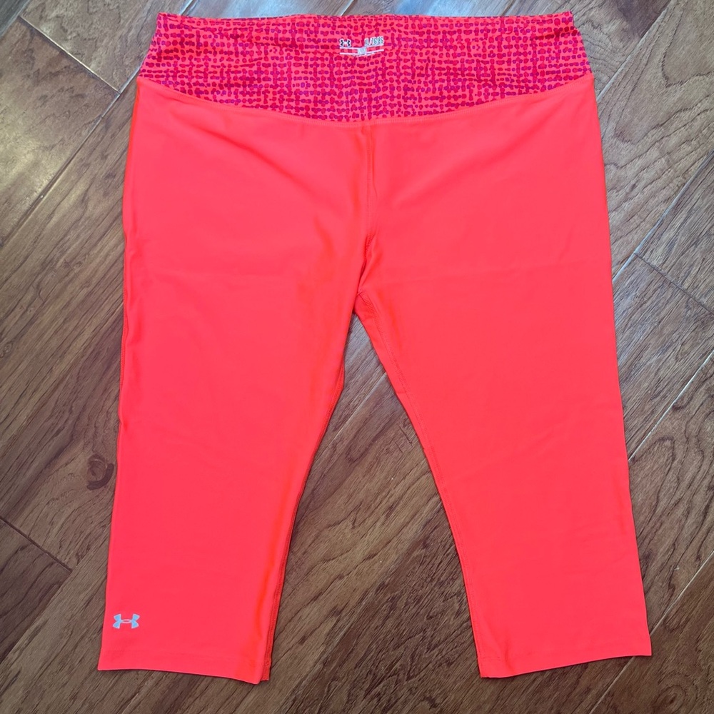 Under Armour Bright Pink Patterned Waistband Knee Length Leggings XL